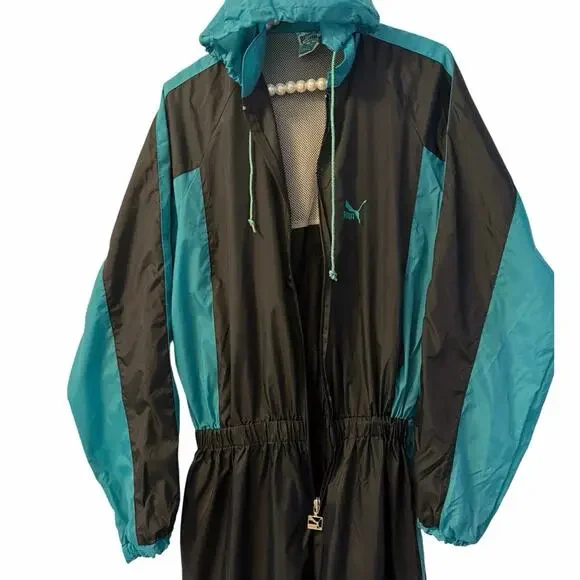 RARE Vintage 90s Puma Nylon Overalls Hooded size M - Picture 5 of 8